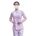 thumbnail image 4 of Uniformes de trabajo de enfermera para mujer, manga larga, lavable a máquina, cuello levantado, pantalones es Rosa Talla L Grueso, 4 of 8