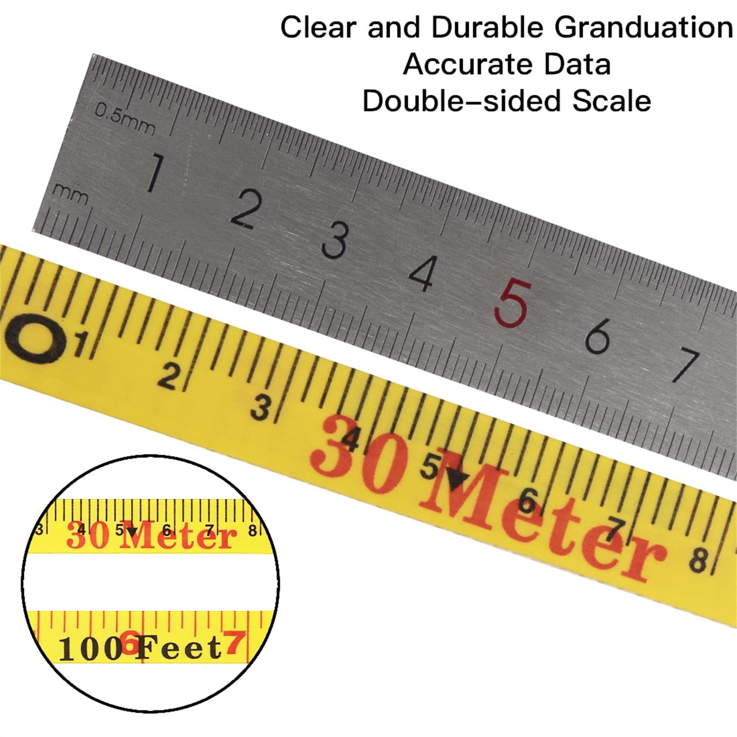 Open Reel Fiberglass Tape Measure, 330 Foot Tape Measure by 1/2-Inch, Inch/Metric Scale for Engineer,Outdoor, Athletic Field, Impact Resistant ABS Shell