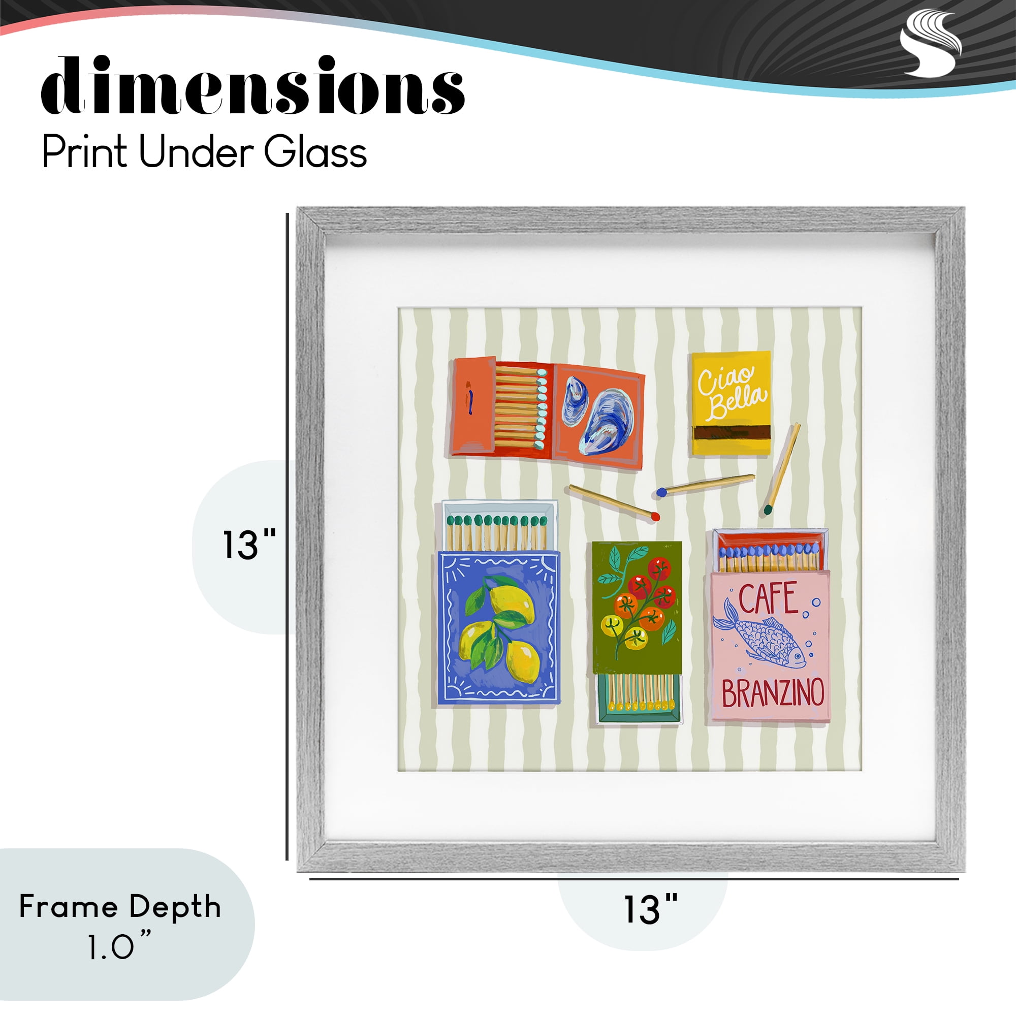 Stupell Industries Ciao Bella Seaside Matchboxes Gray Framed Print Under Glass, design by Rachel Nerney