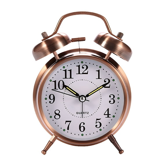 DESIGNICE Vintage Alarm Clock Extra Loud Twin Bell Retro Clock - Copper Metal