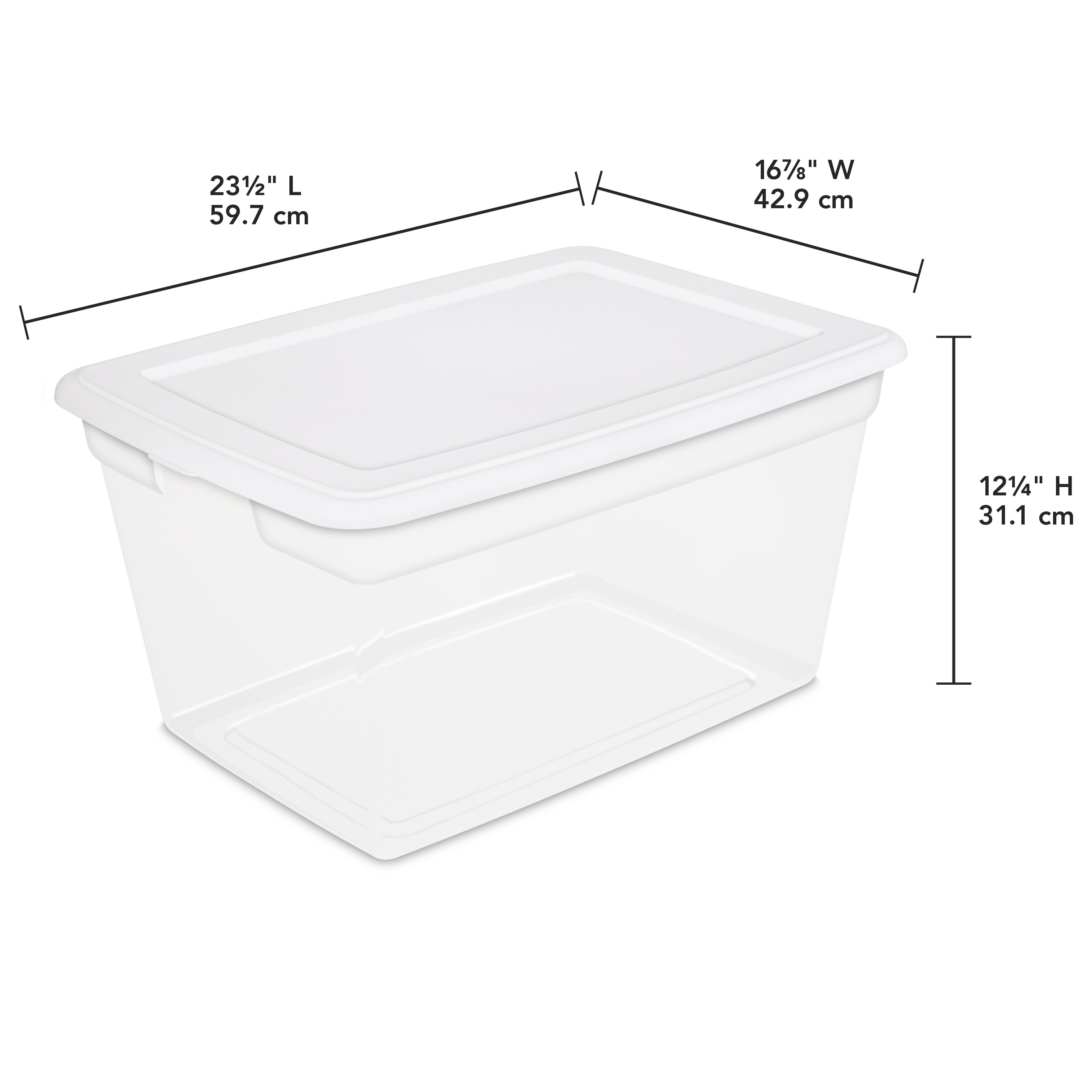Sterilite 58 Qt. Clear Plastic Storage Box with White Lid - image 3 of 9