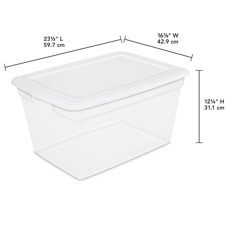 Sterilite 58 Qt. Clear Plastic Storage Box with White Lid 