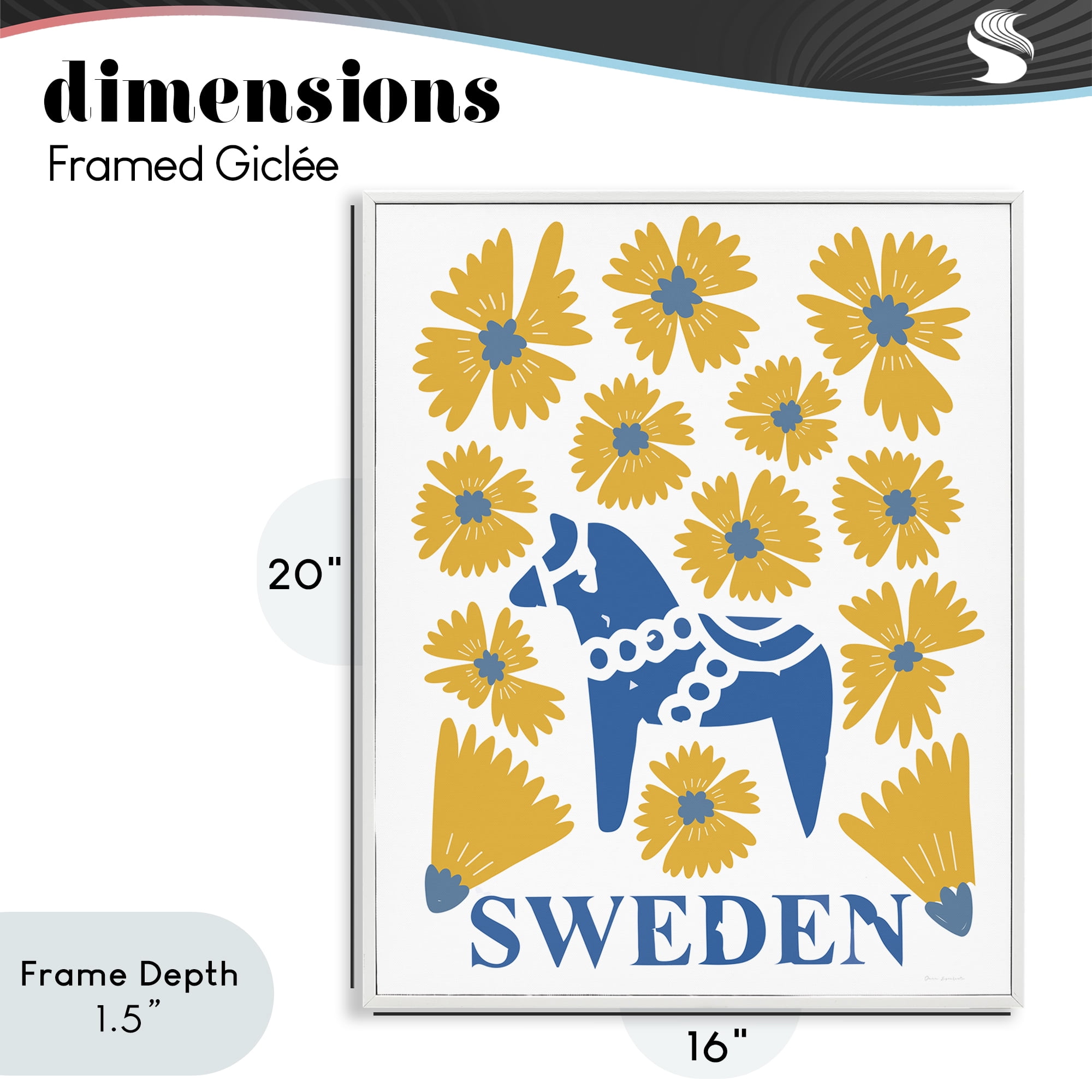 Stupell Industries Swedish Folk Flowers White Framed Giclee Art, design by Omar Escalante