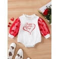 thumbnail image 2 of xiaxaixu Barboteuse pour Bébés Filles Saint-Valentin Imprimé Lettre Cœur Maille Transparente Manches Longues Col Rond Combinaisons Automne Justaucorps Décontractés, 2 of 7