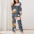 thumbnail image 2 of Fuzoiu Llama and Cactus Print Women's Long-Sleeved Pajama,Lounge Button Down Nightwear,Womens Notch Collar Pajama Set-Large, 2 of 7