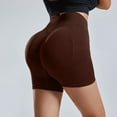 thumbnail image 5 of Fulijie Women Solid High Waist Sport Fitness Stretch Quick Drying Running Shorts Brown/XL, 5 of 5