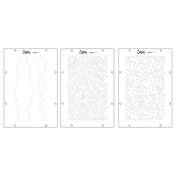 Sizzix Clear stamp Set 14/Pkg W/ Stencils 3/PKg By Vic Von S-Ornate
