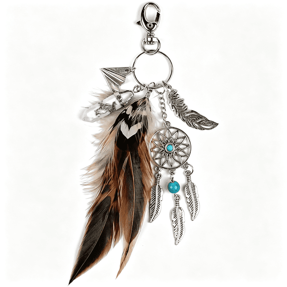 DESIGNICE Bag Charms Purse Charms for Handbags Boho Keychain Crystal Feather Keychain Western Accessories for Women Stylish Purse Accessories