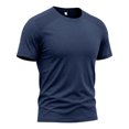 thumbnail image 5 of Men Summer Outdoor Sports Leisure Fitness Round Neck Short Sleeve T Shirt Running Athletic T-Shirts Short Sleeve Gym Tops XXL Navy Men's Short Sleeved T Shirt, 5 of 9
