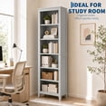 thumbnail image 6 of TacleeKii 6-Tier Bookshelf, Freestanding Bookcase with Open Shelves and Anti-Tip Design, Gray, 6 of 10