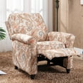 thumbnail image 4 of JONPONY Manual Recliner Chair Push Back Upholstered Mid Century Armchair Fabric Sofa Home Theater Couches Wood Legs Home Living Room,Flower, 4 of 11