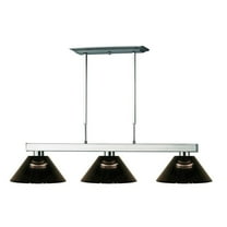 -3 Light Island/Billiard in Billiard Style-14 inches Wide By 8 inches High-Brushed Nickel Finish-Smoke Glass Color Bailey Street Home 372-Bel-2334031