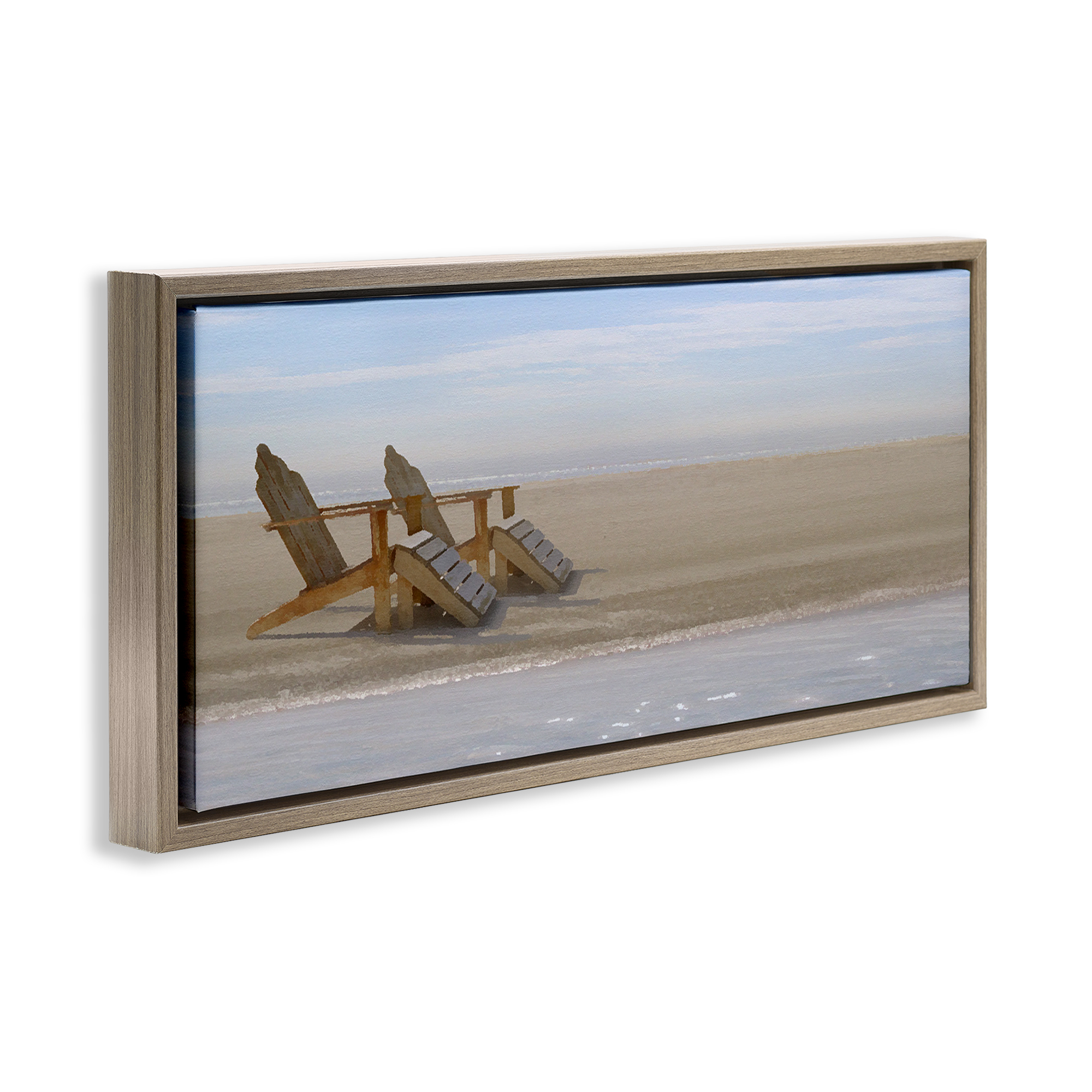 Stupell Industries Endless Beach Scene Landscape Photography Brown Floater Framed Canvas Art Print Wall Art, 31 x 14