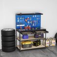 thumbnail image 2 of Costway 48" x 24" Workbench Heavy-Duty WorkTable with 3 PCs Pegboard Drawer & Shelves Navy, 2 of 10