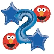 Sesame Street Elmo Balloon Bouquet 2nd Birthday 5 pcs - Party Supplies