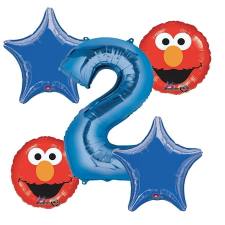 Sesame Street Elmo Balloon Bouquet 2nd Birthday 5 pcs - Party Supplies