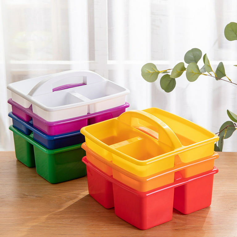 YEUHTLL Portable Storage Caddies Box Plastic Divided Basket Bin 3  Compartments Organizer