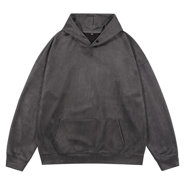 pstuiky camisa de manga larga para hombre, Sudadera con capucha y bolsillos abotonados de ante para hombre Tops de talla grande para hombre xxxl
