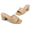 thumbnail image 5 of Pennysue Women's Block Heel Mule Sandals Beige Backless Slip On Sandals 11M, 5 of 5
