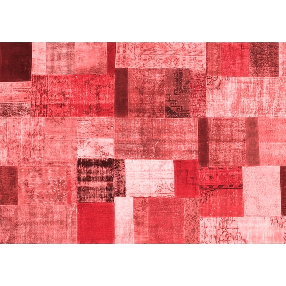 Ahgly Company Indoor Rectangle Patchwork Red Transitional Area Rugs, 2' x 4'