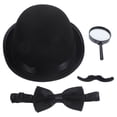 thumbnail image 1 of ColoMX 1 juego de accesorios de juego de rol de Halloween, sombrero de vestir de detective, bigote, pajarita, lente de aumento, 1 of 7