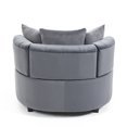thumbnail image 3 of Accent Chair, Velvet Living Room Chairs with Pillows, Barrel Chairs with Wooden Legs, Classical Sofa Chair, Comfy Chair for Living Room Bed Room Library, Gray, 3 of 9