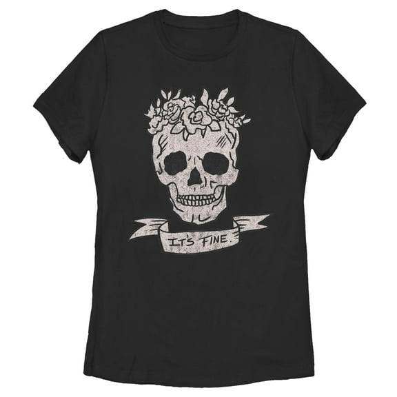 Women's Lost Gods It's Fine Skull Graphic T-Shirt