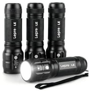 Lepro 4-Packs LED Flash Light LE1000 High Lumens, Mini Multifunction Tactical Flashlight , Zoomable, Waterproof for Camping, Outdoor, and Emergency Use (AAA Batteries Included)