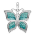 thumbnail image 3 of Finest Gold Sterling Silver Polished Enameled Aqua Butterfly Pendant, 3 of 3
