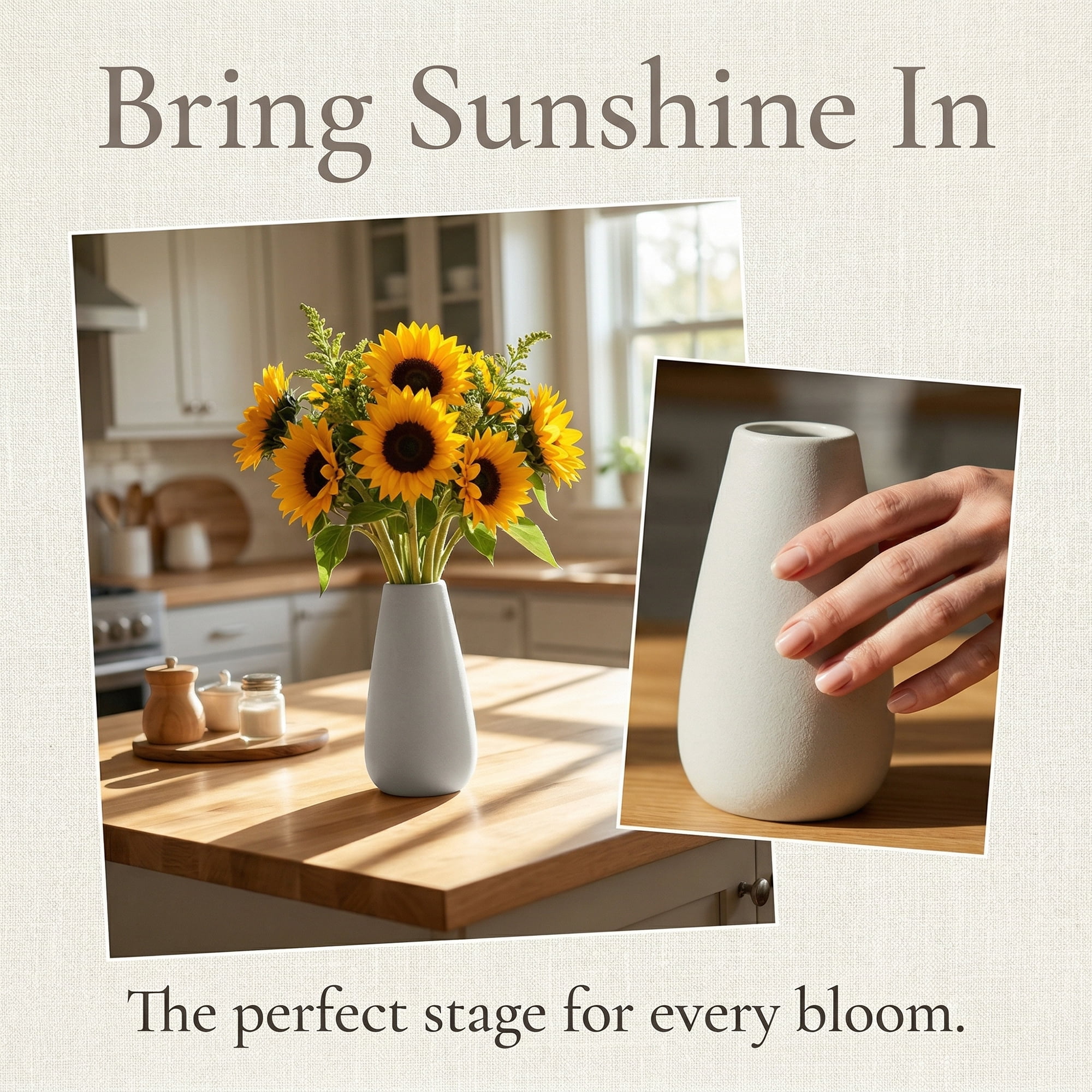 Unique Bargains Ceramic Bud Small Decorative Flower Vase Set White 2.6"L x 2.6"W x 4.9"H