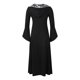 thumbnail image 3 of Womens Halloween Costumes 2024 Cosplay Gothic Dresses Retro Literary Long-sleeved Lace-up Waist Hooded Large Swing Dress Printed Dress, 3 of 3