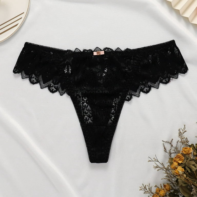 Efsteb Lace Thongs for Women Sexy Low Waist Briefs Sexy Comfy Panties Lace  Flowers Crochet Lace Panties G Thong Lingerie Transparent Ropa Interior