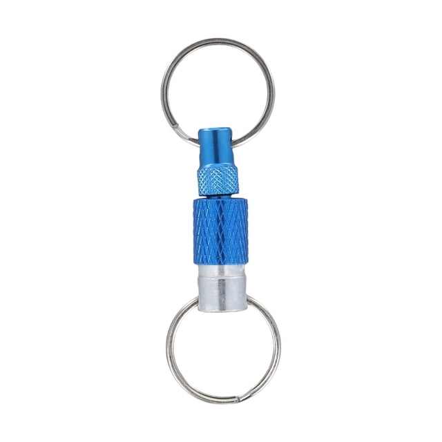 Portable Keychain with Detachable Metal Key Ring For 360° Rotation Dual Ring Buckle dark blue