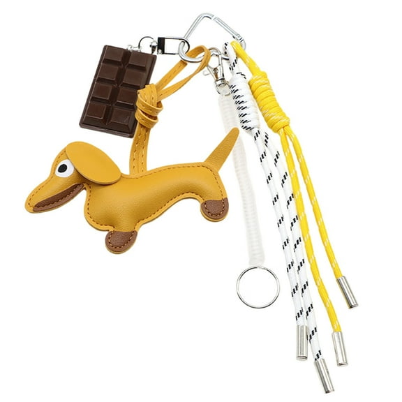 Fashion Keyholders Sausage Dog Keychain Chocolate Keyrings Creative Bag Charm PU Keychain for Backback Decorations