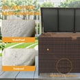 thumbnail image 5 of 120 Gallon Outdoor Storage Box with Waterproof Inner, Large Wicker Patio Storage Bin, Deck Boxes for Cushions, Garden Tools, Pool Toys, Aluminum Frame, Brown, 5 of 8