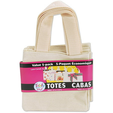 Loew-Cornell 384040 Totally You Mini Totes 6 inch x 5. 5 inch 5-Pkg-Natural