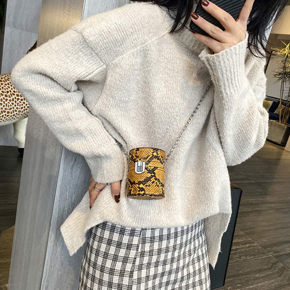 YOUI-GIFTS Women Snake Skin Crossbody Bag Fashion Handbag Shoulder Bag Purse with Chain Strap