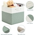 thumbnail image 5 of 13 x 13 Inch Fine Linen Storage Bins with Handles，Fabric Cube Boxs，Collapsible Basket Organizers for Shelves for Home, Closet Drawers (White/Green-4 Pack ), 5 of 7