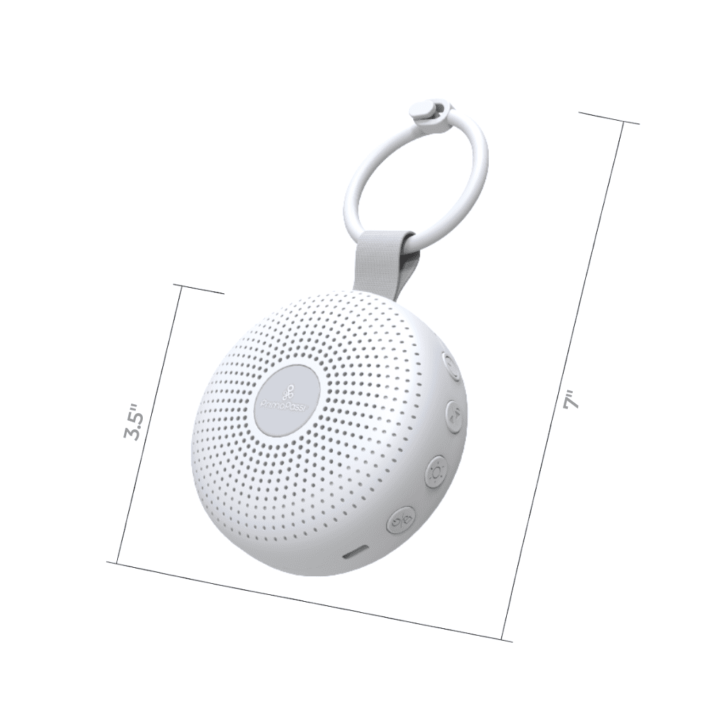 Primo Passi Portable Baby White Noise Machine with Night Light, Cry Detection, Clip-On Travel Sound Machine
