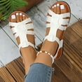 thumbnail image 4 of Htigea Women’s Flat Gladiator Sandals Summer Open Toe Sandal Ankle Strap Buckle Fisherman Shoes Comfortable Summer Flatform Sandal White 9.5, 4 of 9