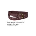 thumbnail image 3 of INSPIRE CHIC Women's Solid Color Faux Leather Belt Metal Pin Buckle Waist Belts 125cm/49.21" Dark Red, 3 of 4
