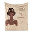thumbnail image 1 of Pin up Girl Soft Flannel Fleece Throw Blanket, Flapper Style Teenage Girl with Vintage Long Pearl Necklace, Cozy Plush for Indoor and Outdoor Use, 50" x 70", Chocolate Beige, by Ambesonne, 1 of 6