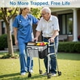thumbnail image 3 of Walker Bag, Multi Pockets Folding Walker Basket Tote Bag with Cup Holder, Hand-free Carry Pouch Storage Bag for Universal Walkers, Large Capacity Organizer for Seniors Elderly, Gray, 3 of 7