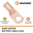 thumbnail image 3 of SELTERM 1/0 AWG 3/8" Ring Battery Cable End Terminal Lugs Bare Copper 5ea, 3 of 3