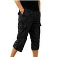 thumbnail image 1 of Ciovxyn Men's Casual Cargo Capri Pants with Multi-Pocket and Elastic Waist - Black L, 1 of 5