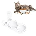 thumbnail image 4 of Cuenco de agua y comida para mascotas con diseño inclinable que evita resbalones, plato de alimentación desmontable para perros y gatos con bebedero para interior, color blanco, 4 of 12