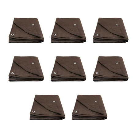 (8 Pack) 6 x 8 Dark Brown Canvas Tarp 12oz - Water Resistant & Breathable - Heavy Duty Tarps - Multipurpose Tarpaulin Cover for Camping Tent