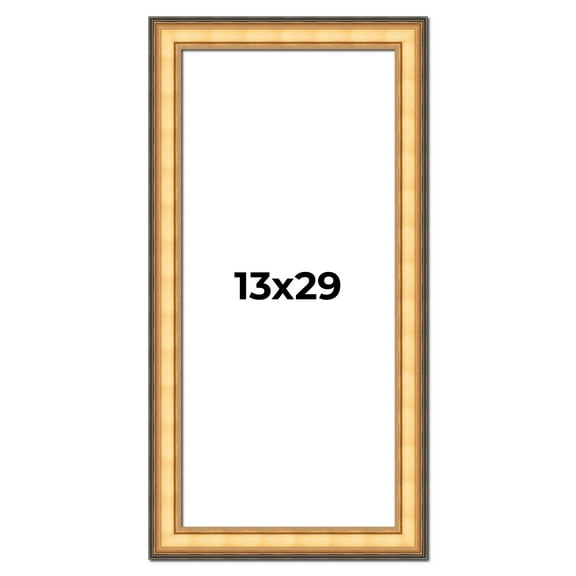 13x29 Frame Gold Plein Aire Solid Wood Picture Frame Width 2 Inches | Interior Frame Depth 0.5