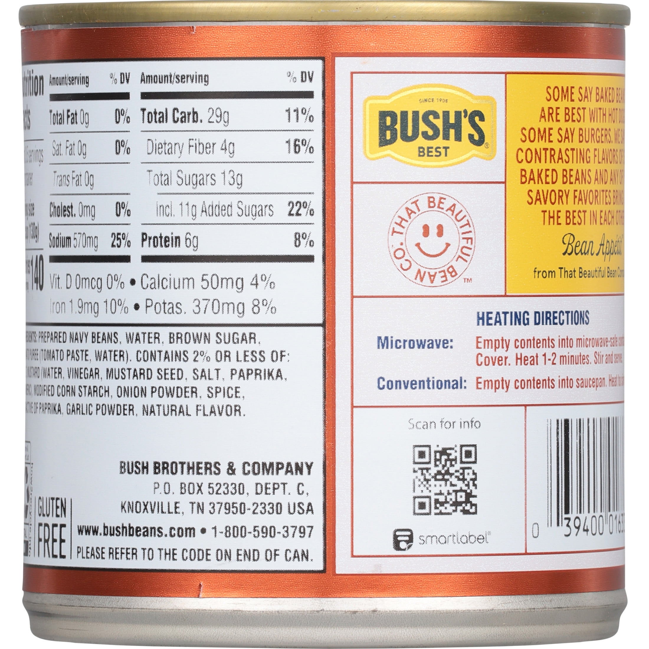 (12 pack) Bush's Vegetarian Baked Beans, Canned Beans, 16 oz Can