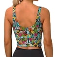 thumbnail image 4 of Goofa Color Summer Printed Sports Bras for Women, High Impact Running Bra Workout Crop Tank Tops Longline Sports Bra Push up-X-Large, 4 of 9